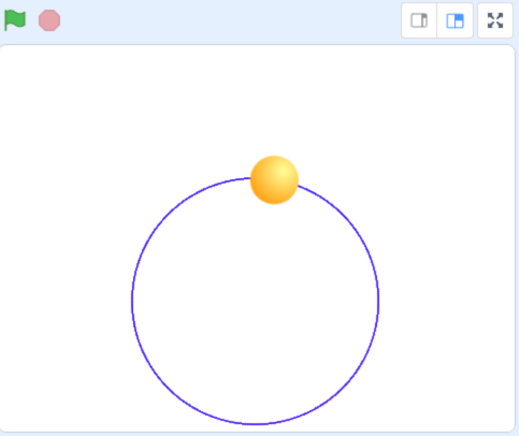 スクラッチプログラミング ボールの軌跡を描く例6